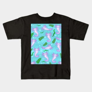 Purple axolotls pattern Kids T-Shirt